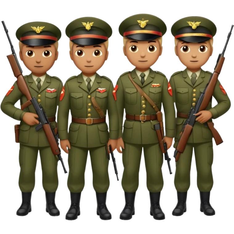 Thousand of gun men standing up emoji