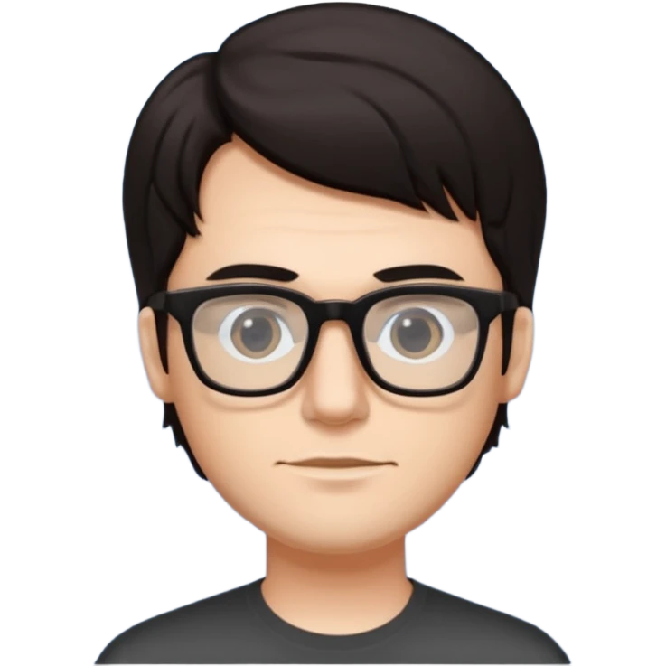 white guy with rectangular glasses dark hair emoji