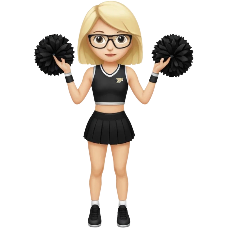  Sexy Dominatrix blonde hair and glasses full body in a cheerleader black clothes  emoji
