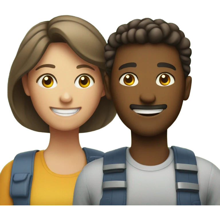 smiling duo in outdoor setting emoji