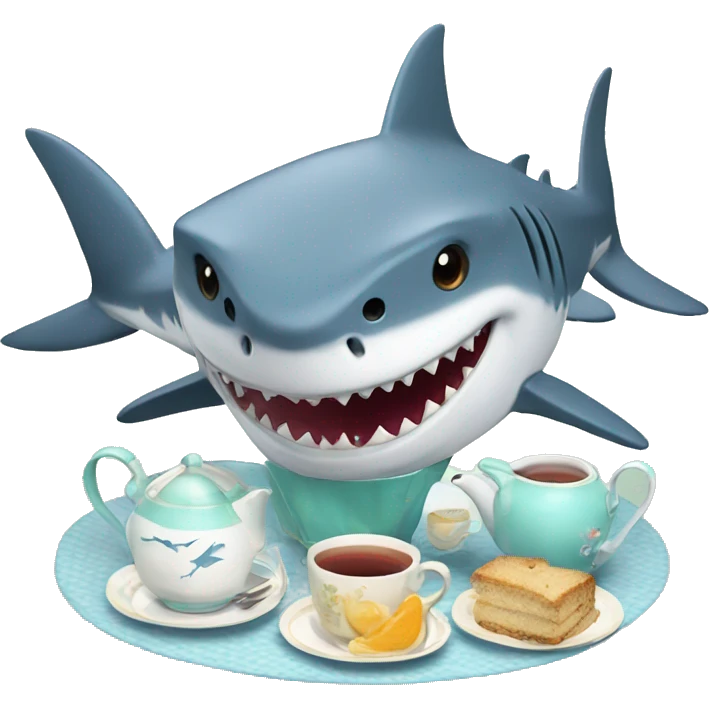 Shark having a tea party emoji