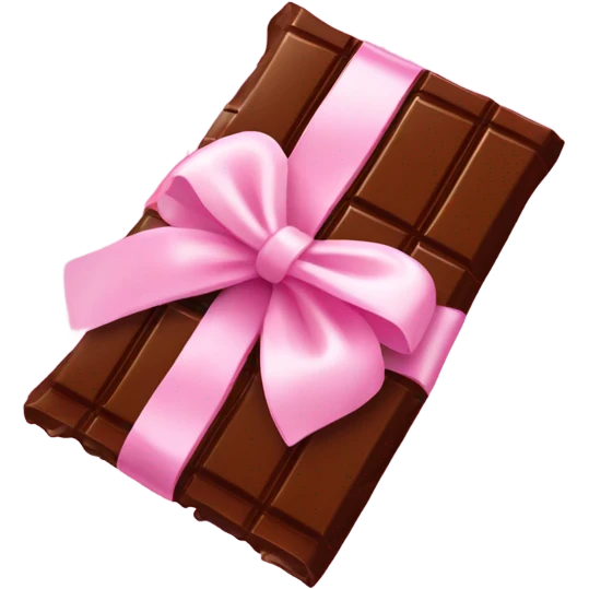 chocolate bar and pink bow emoji