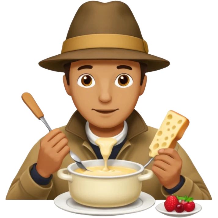 man eating fondue emoji