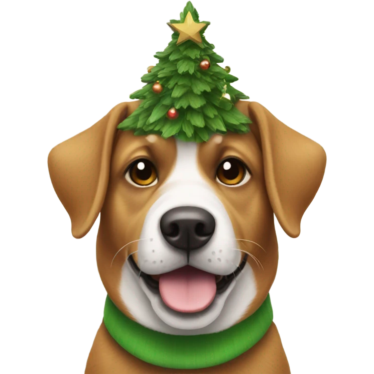 Dog with Christmas tree hat emoji