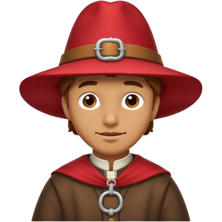 Man with red pilgrim-style hat and buckle.







































 emoji