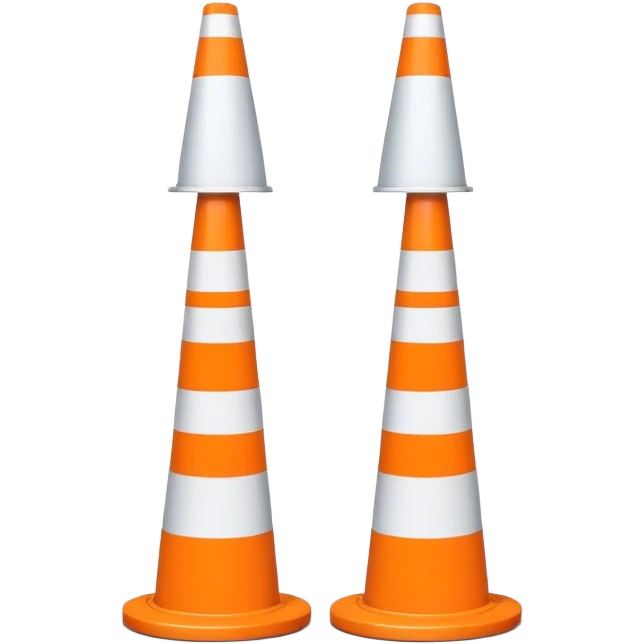 Two conical traffic bollards with a caution tape stretched between them, marking a restricted or blocked area emoji