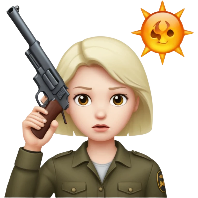 crazy look with gun to head  emoji