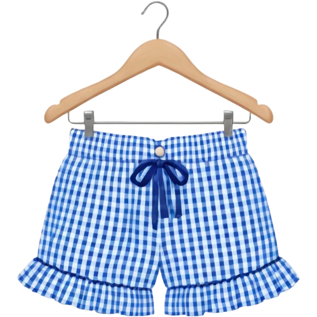 Blue gingham patterned ruffle mini shorts emoji