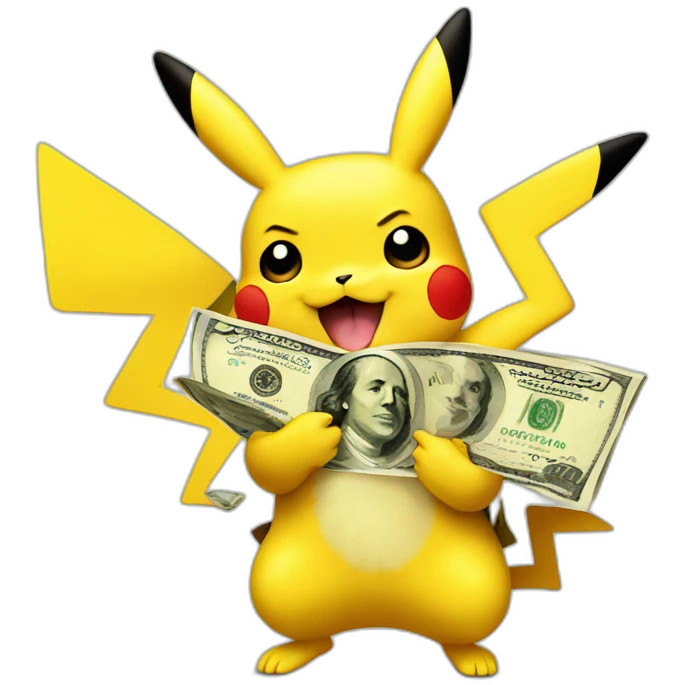 Pikachu is holding money emoji