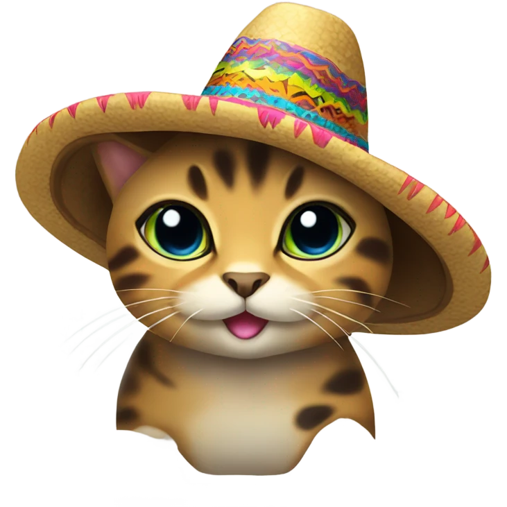 Tortoise cat wearing a sombrero hat  emoji