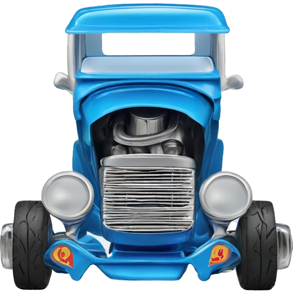 Hot wheels, Hot rod, panel truck, 1964 with exposed chrome exhaust pipes, blue  emoji