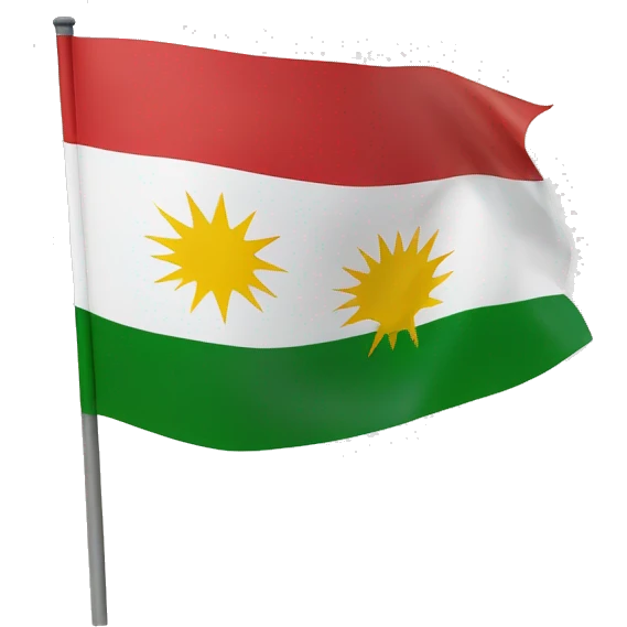 Kurdistan flag with red on top white in middle and green at bottom with a sun in middle emoji