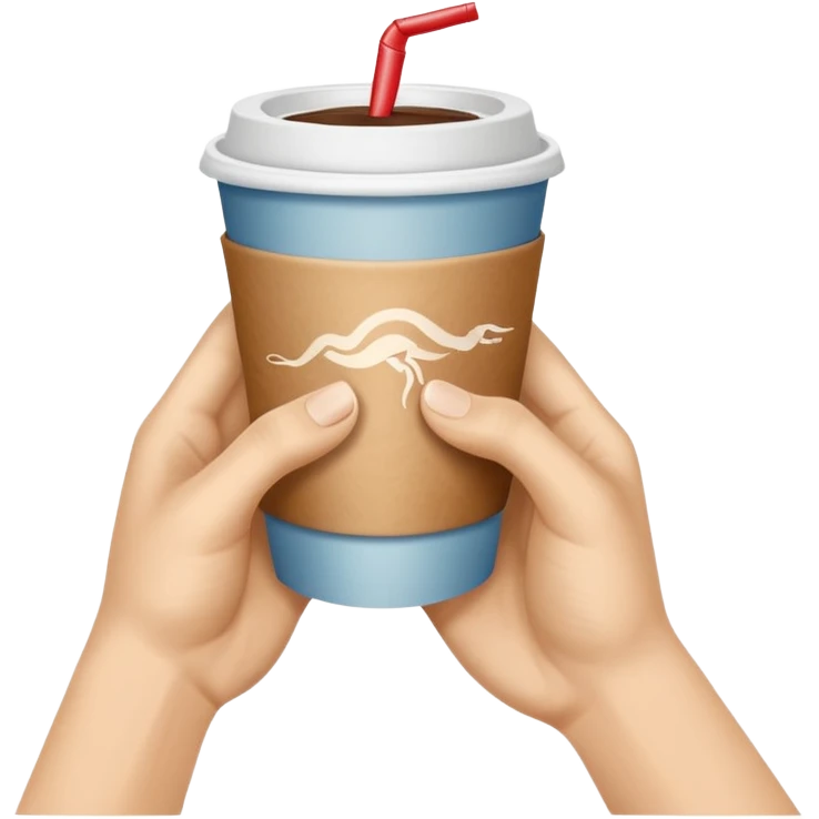 una mano con un bicchiere di carta con dipinto sopra la creazione d'adamo emoji