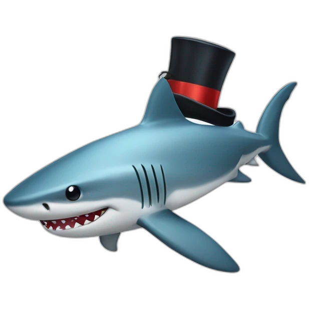 Shark with a top hat emoji