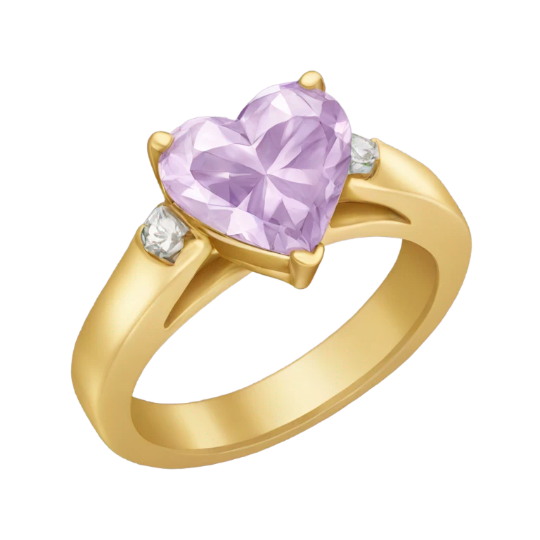 Gold engagement ring with light purple heart diamond  emoji