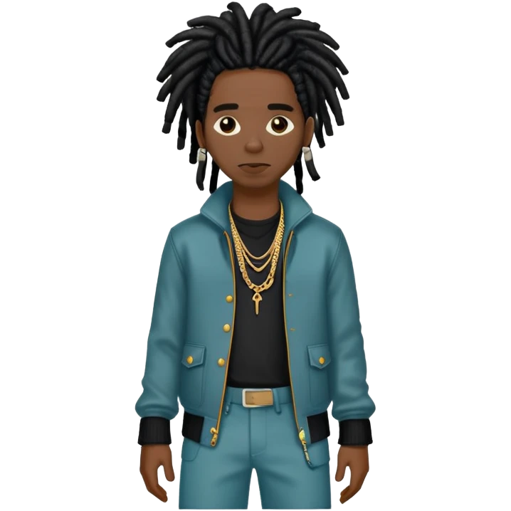 Steve Lacy with black dreads and stylish outfit emoji
