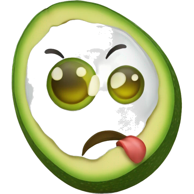 Un aguacate con pestañas y ojos verdes emoji
