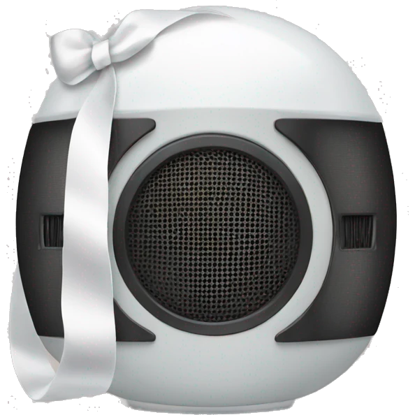 Audio speaker with white bow emoji