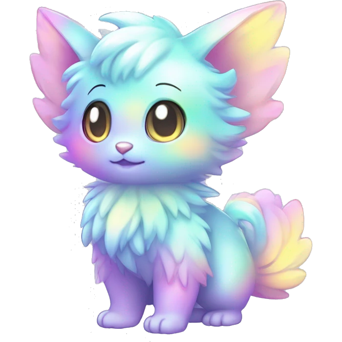 Shiny Innocent Shy Baby Sparkly Colorful Pastel Fluffy beautiful fantasy Kawaii Ethereal Sona Fakemon-animal Full Body emoji