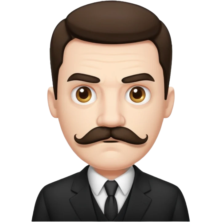 suspicious man uin a suit with a mustache, looking mad emoji