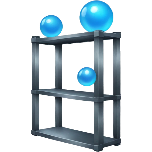 tall metal shelves with blue orb prophecies emoji