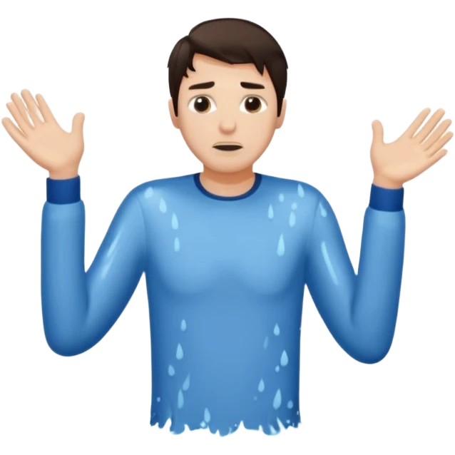 clothed brunette Man drowning with more water and splashes  emoji