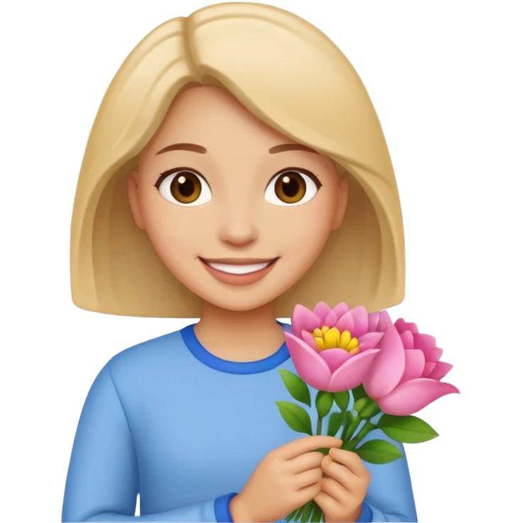 день рождения девушка с цветами emoji