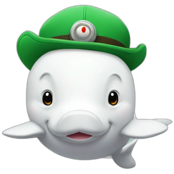 Beluga with luigi hat and mustache emoji