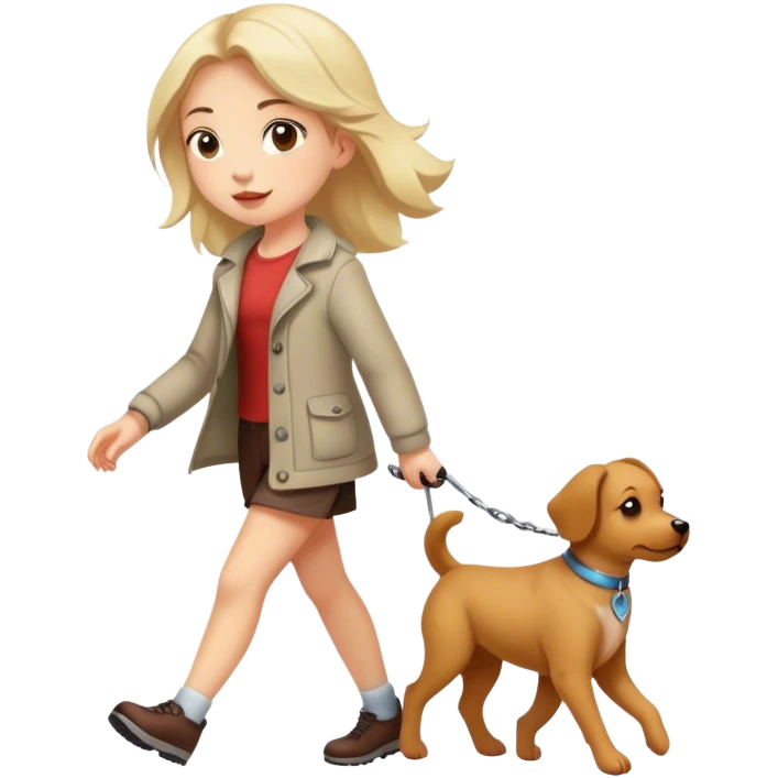 Dog being walked by human girl  emoji