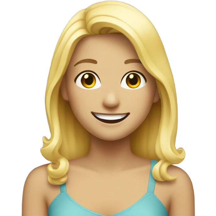 blonde girls sharing a smile emoji