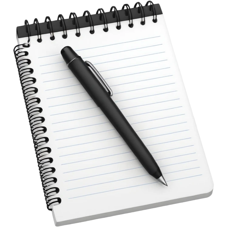 White notepad with black pen emoji