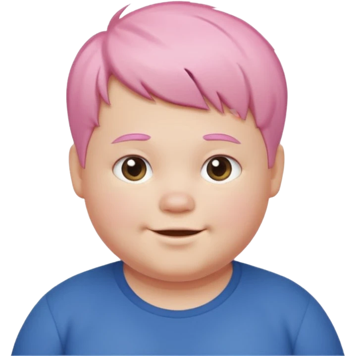 un nene blanco rellenito con pelo corto rosa,  con la sonrisa para abajo como edta ☹️ pero no enojado, la sonrisa caida las puntas para abajo como esta sonrisa ☹️ asi mismo pero que parezca los ojitos felixes emoji
