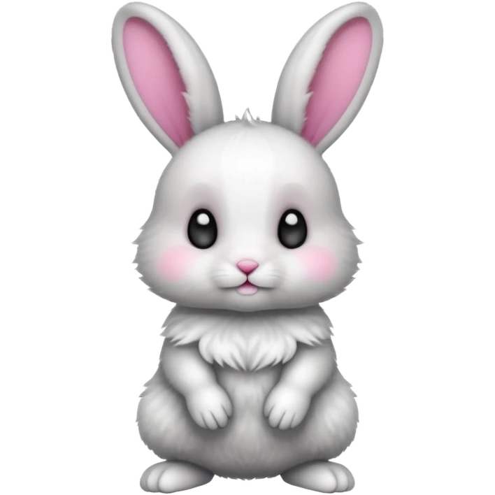 a white and black baby rabbit staying on its lelegs emoji