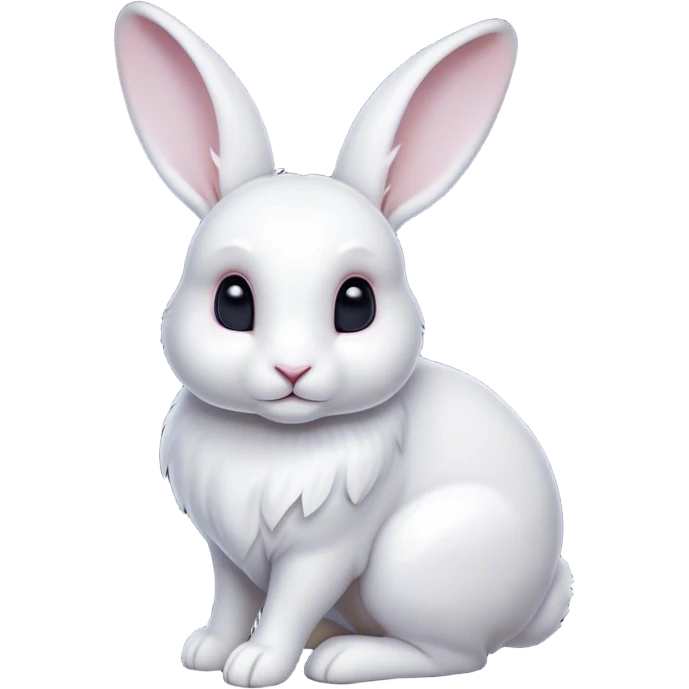 Cinematic Noble White Rabbit Portrait Emoji, Poised and regal, with a graceful, compact build and a pristine, silky white fur, long perky ears and gentle, soulful dark eyes, Simplified yet sharp and sophisticated features, highly detailed, glowing with a soft, dignified glow, high shine, intelligent and gentle, stylized with an air of refined elegance, focused and attentive, soft glowing outline, capturing the essence of a watchful and confident companion, so majestic it feels as though it could hop out of the screen with effortless authority! emoji