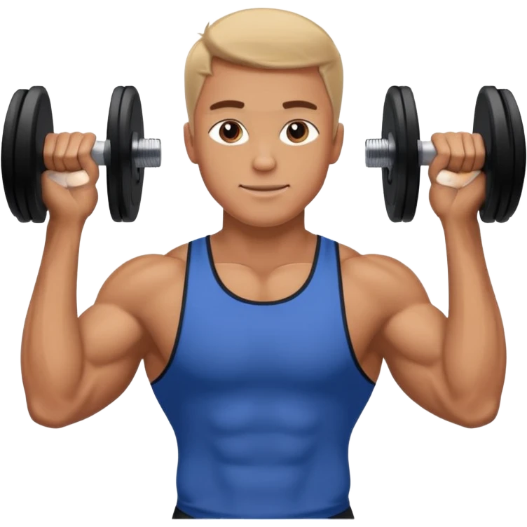 fit man wearing clothes lifting dumbbells,sideways photo emoji