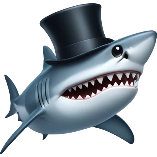 Shark with a top hat emoji