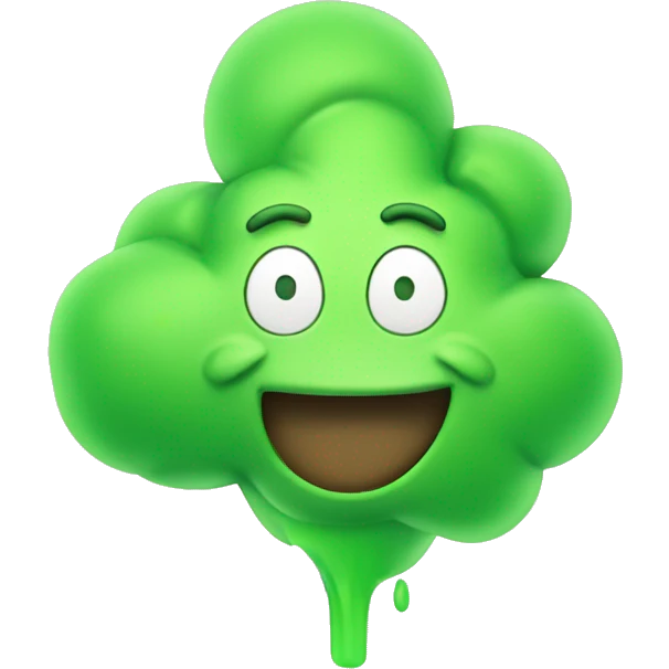 Living green gas cloud smiling widely emoji