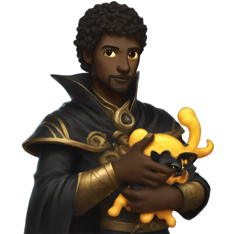 Sun warlock holding a black kitten emoji