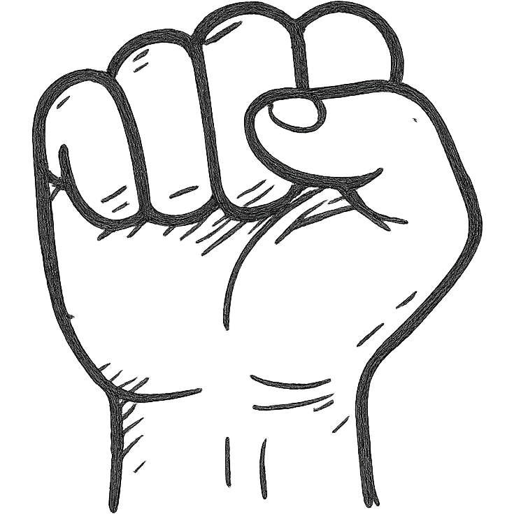 hand drawn outlined gripped hand icon emoji