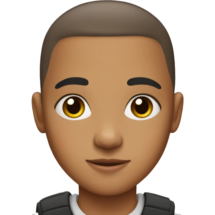 a mixed race boy with buzz cut and earrings on ears emoji