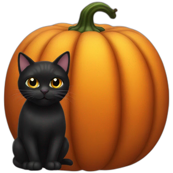 black cat in a pumpkin emoji