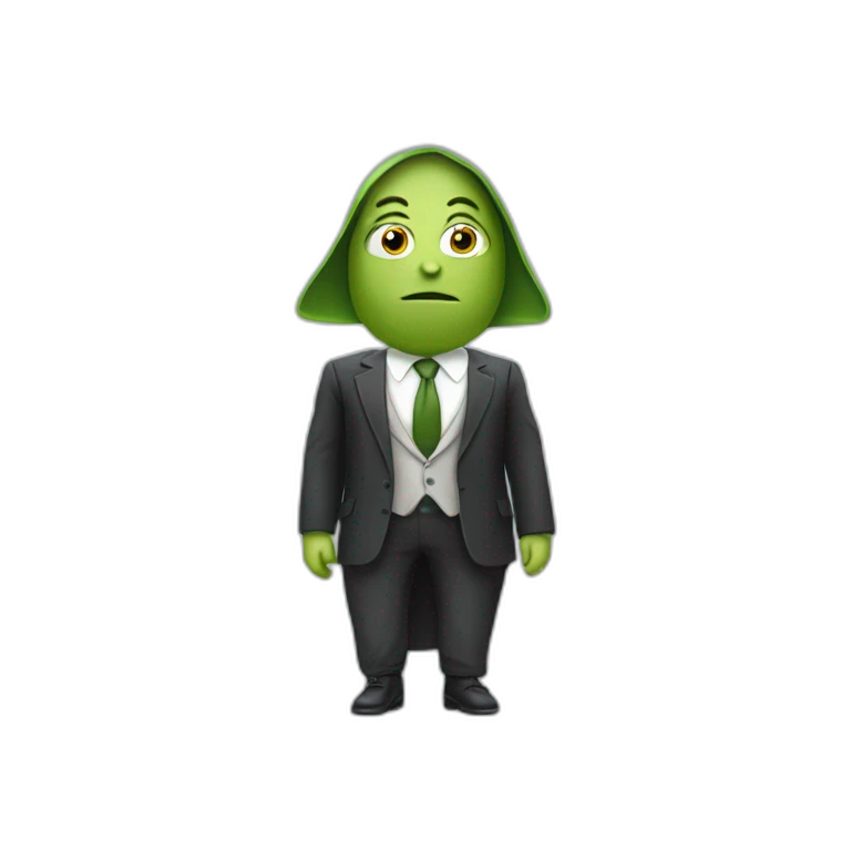 Avocat avec des bras, des jambes et un visage emoji