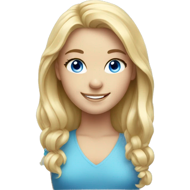 smiling blonde girl portrait blue eyes emoji