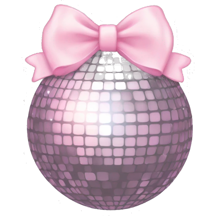 aesthetic discoball with a light pink bow emoji