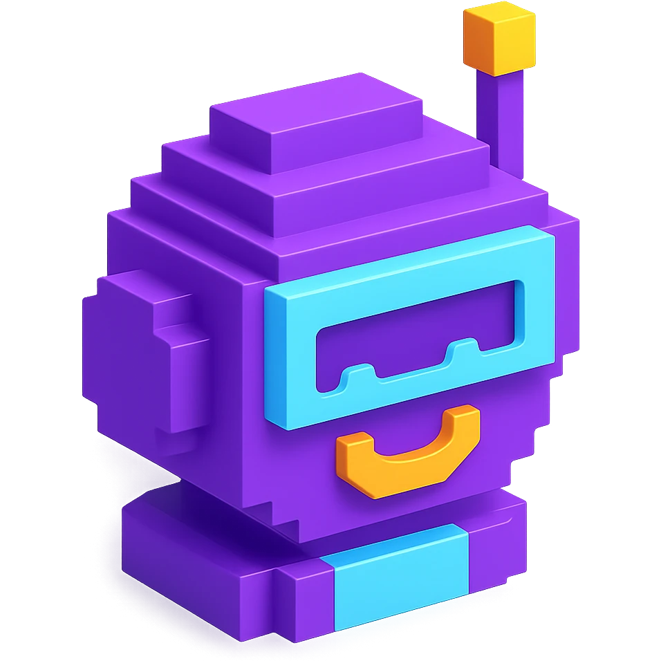 friendly robocop like ai sales teammate (head only) in purple color emoji
