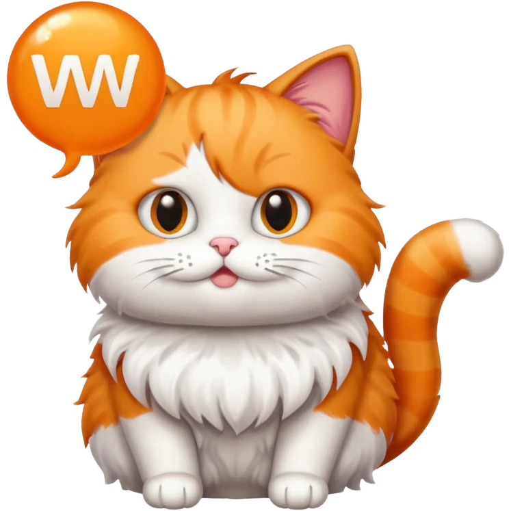 make me a cartoon cat, with some kind of sign or something with the text ‘W Bubble’ on it emoji