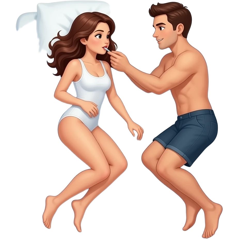 Meine Frau und ich haben gerade Sex im Bett, wissen Sie, machen Sie ein Foto. Ich gebe es meiner Frau in den Mund. emoji