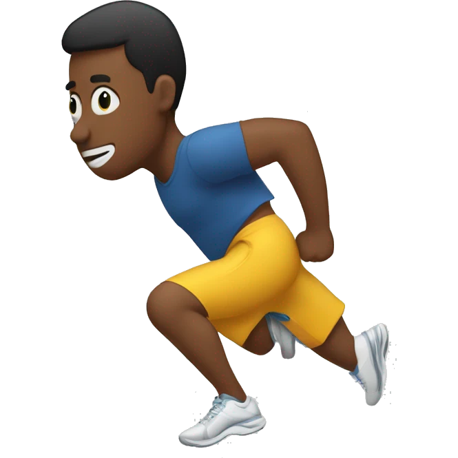 A person going for a jog. Their head is on upside down emoji