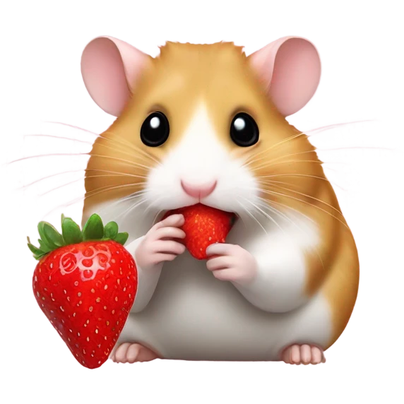 Hamster eating a strawberry ￼ emoji