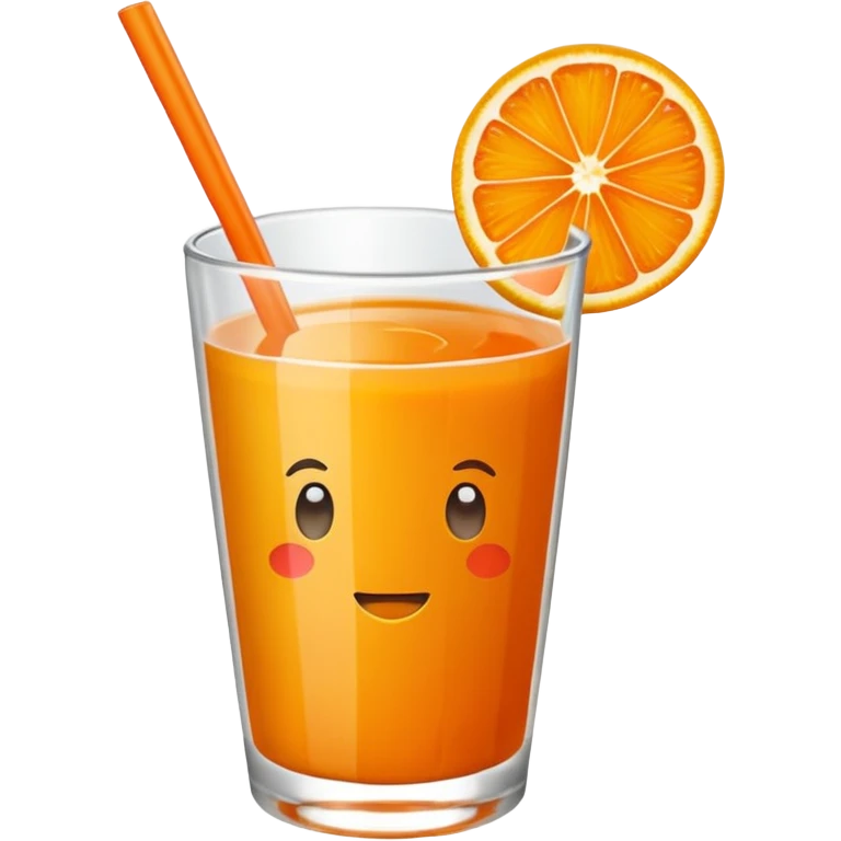 Ícone minimalista de copo com suco. Um canudinho e uma rodela de laranja. emoji